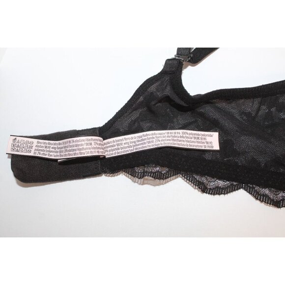 Victoria's Secret Bra 36D Dream Angles Black Silver Lace Sheer Push Up Underwire - Picture 8 of 16
